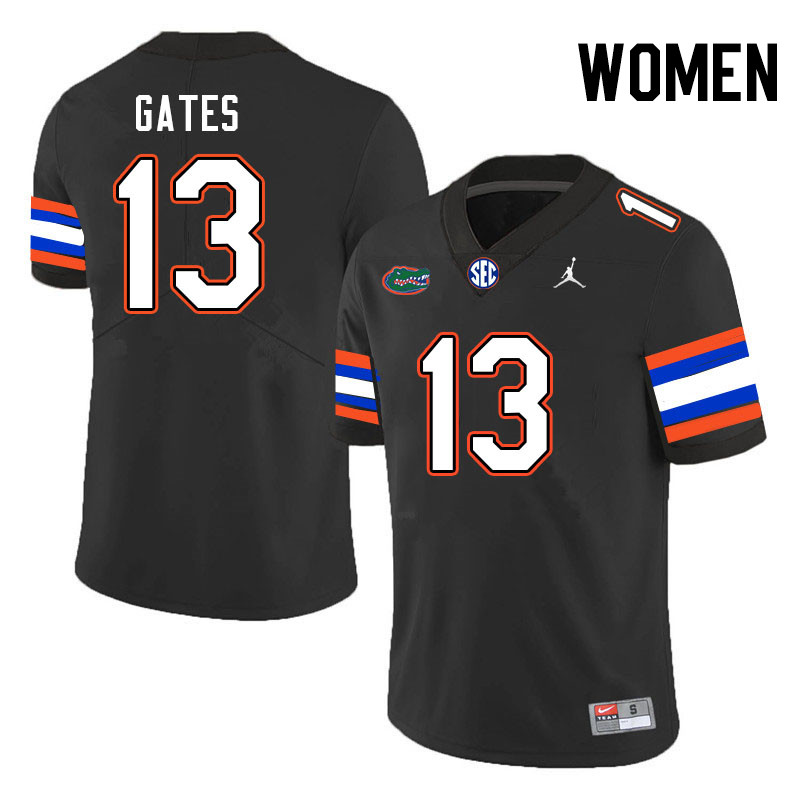 Women #13 Aaron Gates Florida Gators College Football Jerseys Stitched-Black - Click Image to Close